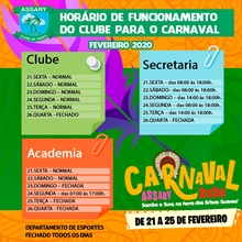 HORÁRIO ESPECIAL para o CARNAVAL